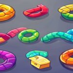 Collage of cartoon skill game icons floating around a smartphone