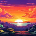 Retro pixel art timeline showing the evolution of skill games from arcade Snake to modern Coreball