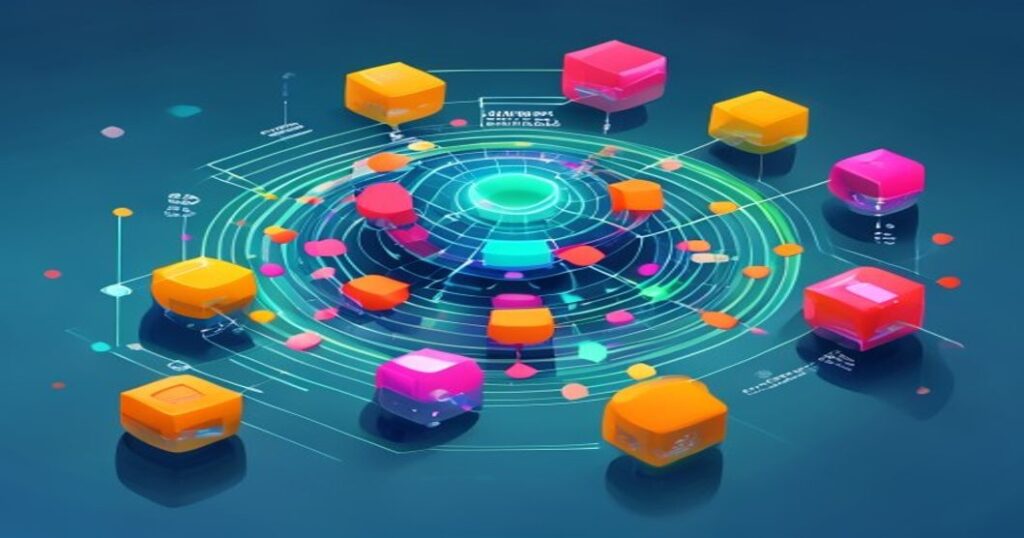 Isometric illustration of Coreball game mechanics